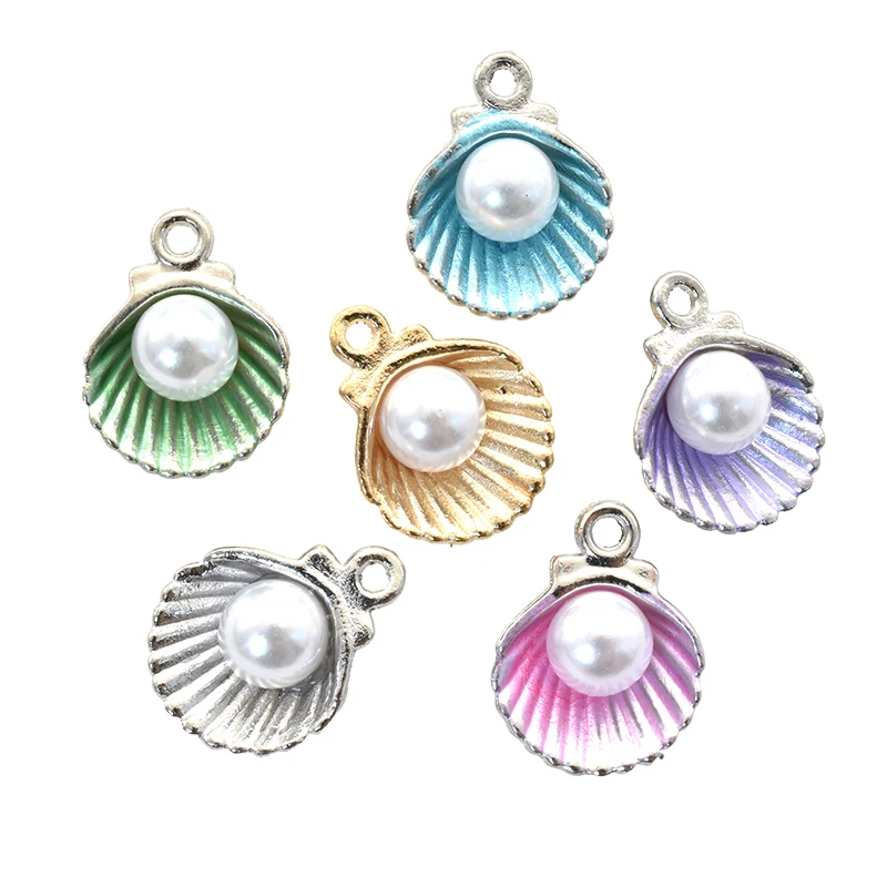 10pcs Mixed Color Fashion Imitation Pearl Shell Charms For DIY Bracelet Necklace Earrings Jewelry Making Accessories view 5