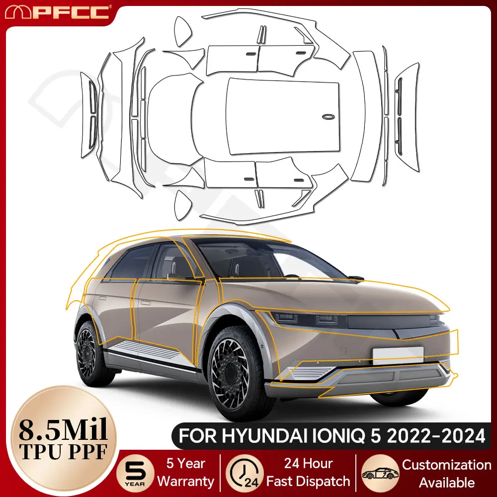

For Hyundai IONIQ 5 2022-2024 TPU Paint Protection Film Pre-cut PPF Car Body Anti-scratch Clear Bra Resistant Invisible Cover