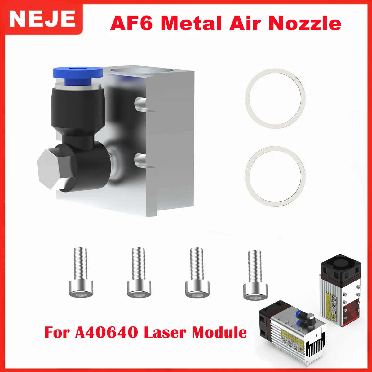 Ugello d'aria in metallo CNC NEJE AF6 per modulo Laser NEJE A40640-alta pressione-Max 1,5 mpa