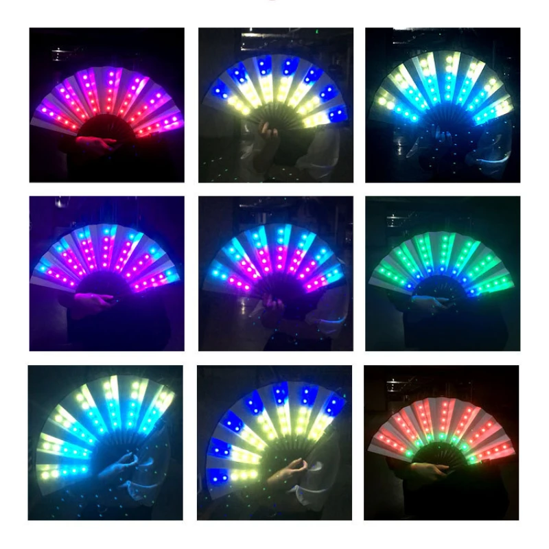 

Party LED Folding Fan Light Luminous DJ Stage Performance Accessories Women Men Dance Props Nightclub Party Glowing Fan Rave