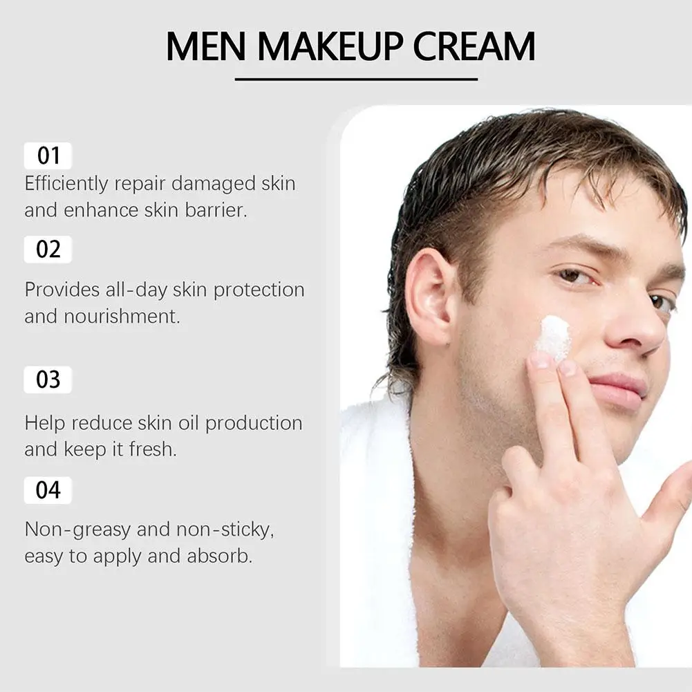 BB Cream Men Face Concealer Oil Control Waterproof Flaws Cover Long Man Nourishing Brightening Cream Facial BB Lasting Make S4V8