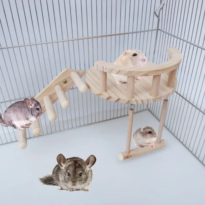 

Hamster Climbing for Cage Small Animal Natural Swing Platform Ladder Chew Toy for Dwarf Hamsters