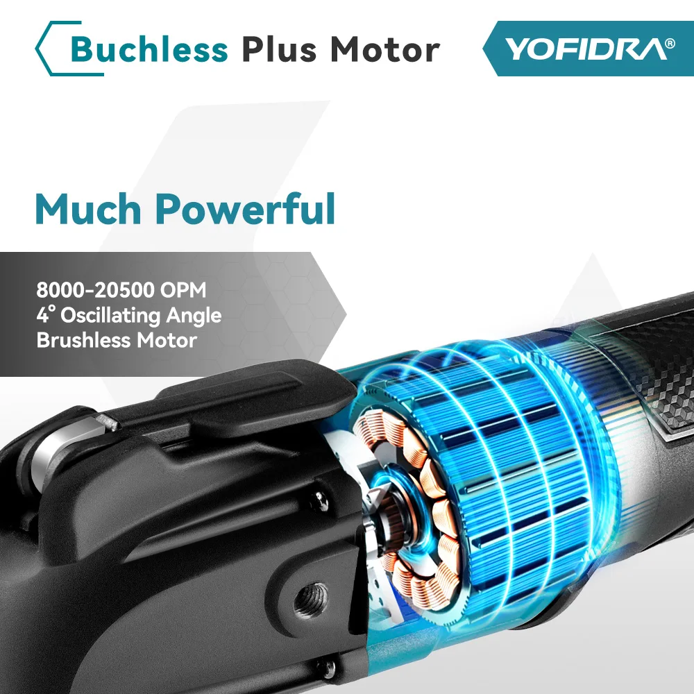 Yofidra Brushless Oscillating MultiFunction Tool Electric Saw Trimmer Shovel Polisher Woodworking For Makita 18V Battery Pin