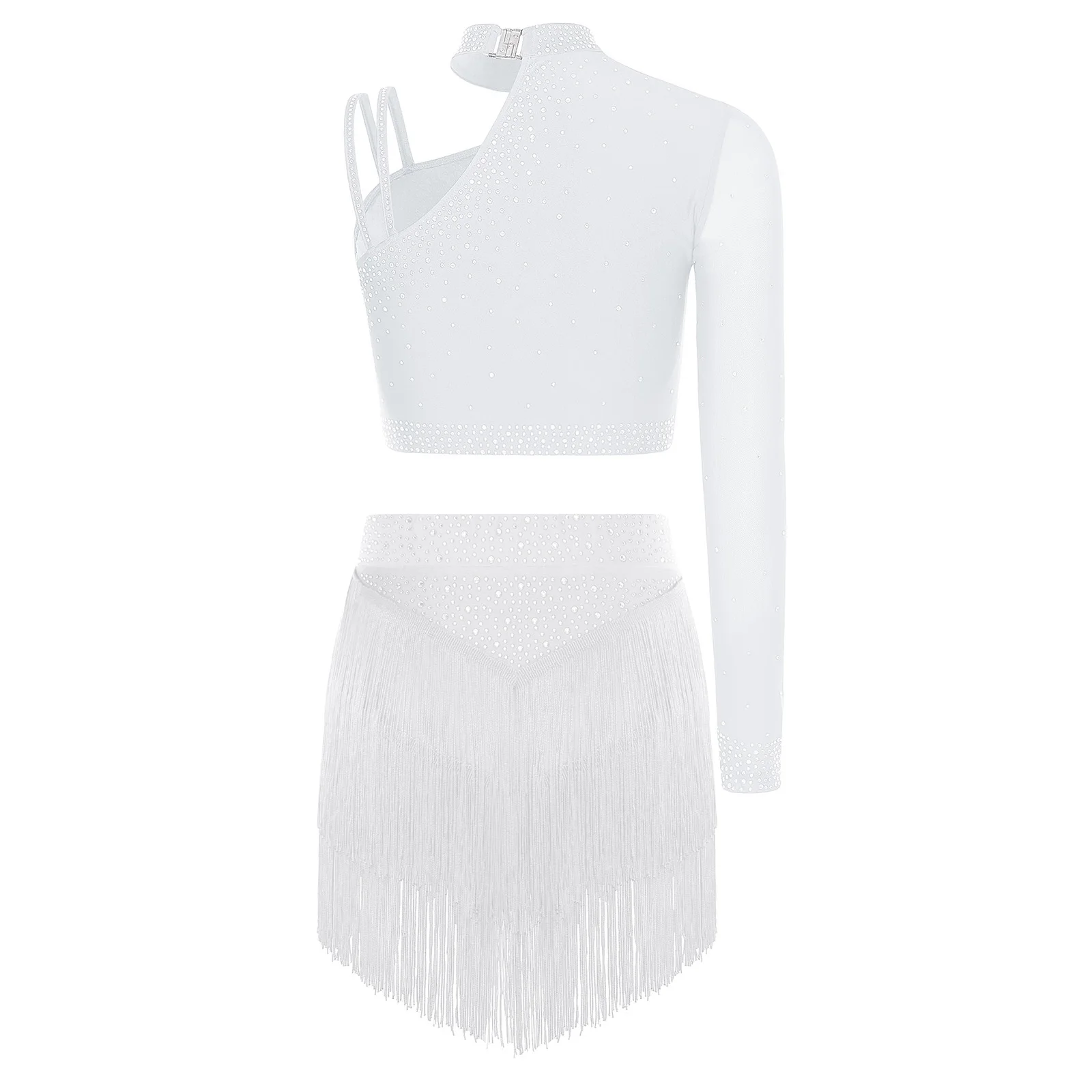 Women Fringed Dancewear Adults Chacha Tango Rumba Latin Dance Costume Ballroom Tassels Cha-cha Dancing Competition Outfit