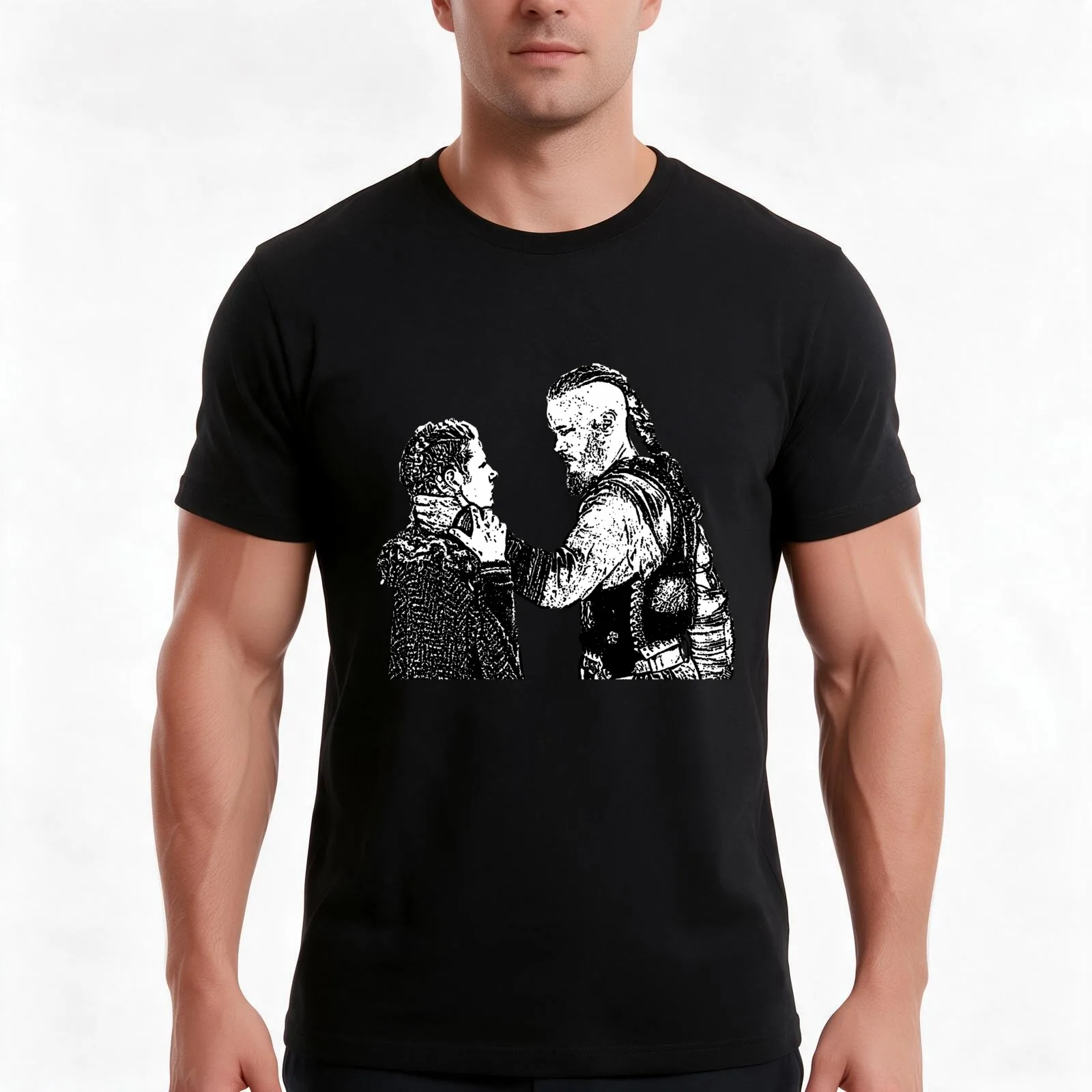 Ragnar and Lagertha T-Shirt, Summer Casual Cotton Tee, Oversized Streetwear Tops, Vintage Graphic Print, Loose Fit Short Sleeve