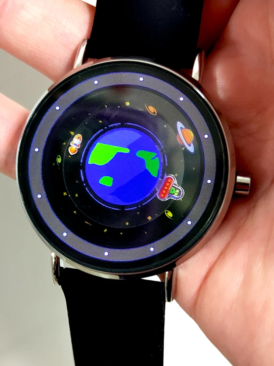Quartz Watch Creative Content Watches UFO Design Rocket Around Earth Watch with Silicone Strap