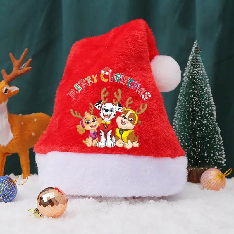 Sombrero de Navidad de la patrulla canina Skye Chase, gorro de Papá Noel suave para adultos y niños, regalo de fiesta de Año Nuevo para niños, tocado de decoración de Navidad, regalo de Cosplay
