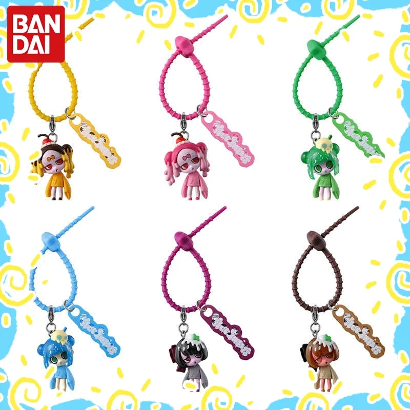 

New Bandai Virusweets Colorful Zip Tie Shaped Pendant 4.5cm Gashapon Dark Style Matcha Dessert Pendant Gifts