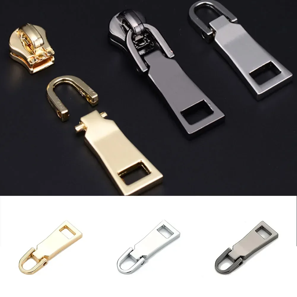 2pcs Detachable Metal Zipper Head Zipper Gold Repair Kits Fixer Repair Replacement Puller Instant Stop Bottom