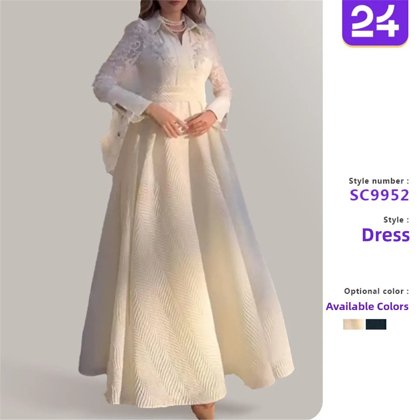 Vestido Longo Branco Slim Fit Sem Mangas com Renda, Moda Vintage, Bordado Floral com Pérolas no Peito, Cintura Alta, Estilo C...