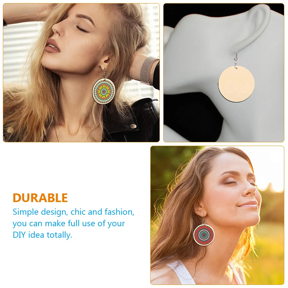 

200 шт. деревянных заготовок для серег, дисков для индивидуальной росписи, для изготовления украшений своими руками, аксессуары для творчества, деревянные заготовки для серег