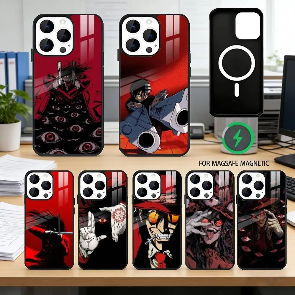 

A-Alucard H-Hellsing Anime Phone Case For iPhone17,16,15,14,13,12,11 Plus,Pro Magnetic For Magsafe Wireless Charging