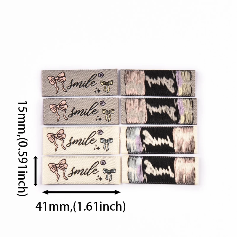 50pcs 15x41mm Mix color Smile Label Tag For DIY Clothing Bag Decorative Scrapbooking Craft Sewing Accessories Without Gum cp4180