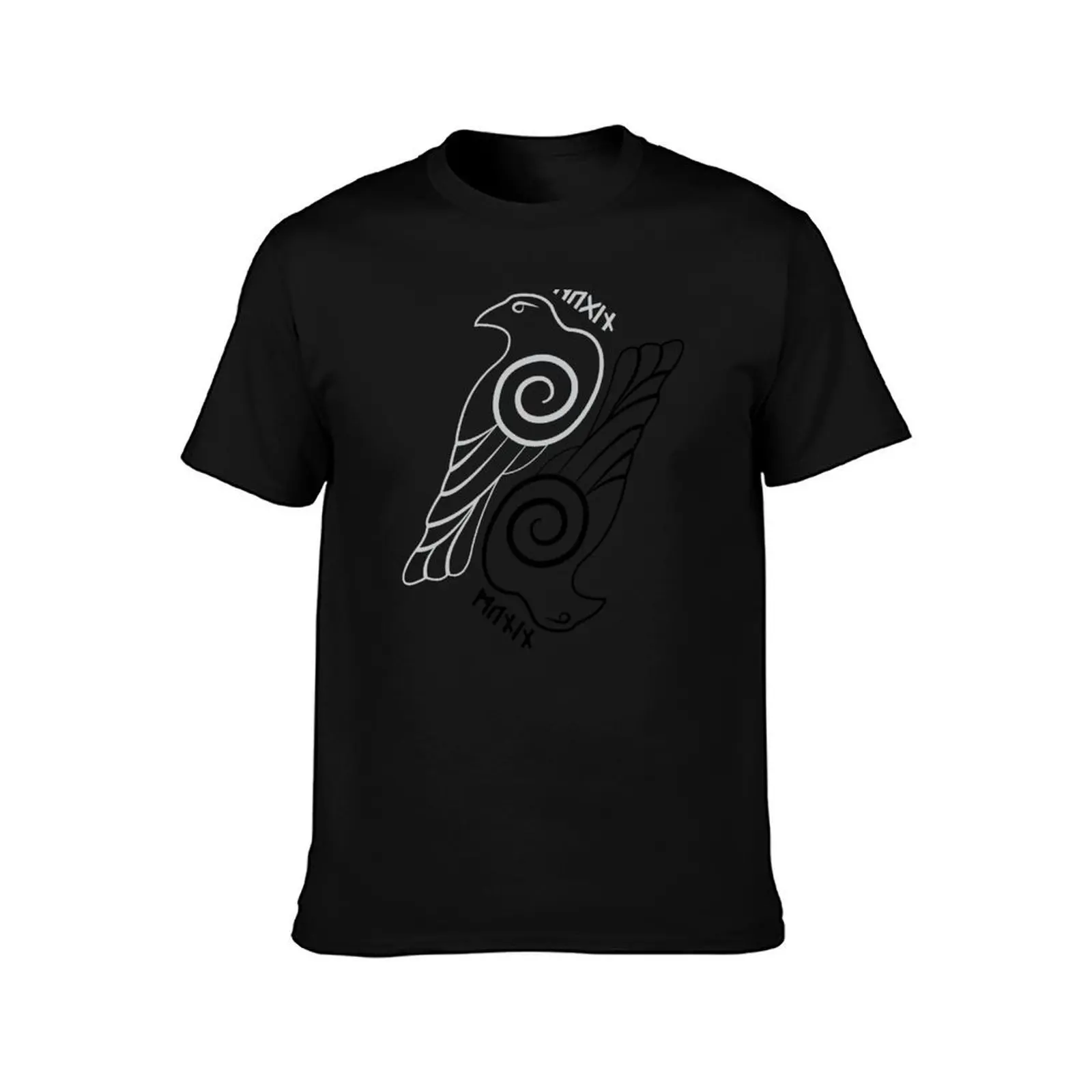 Hugin & Munin T-Shirt, Summer Casual Cotton Tee, Oversized Streetwear Tops, Vintage Graphic Print, Loose Fit Short Sleeve