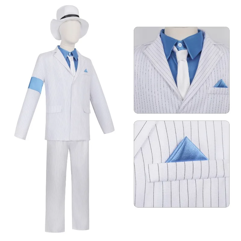 Unisex Adult White Cosplay Costume Full Set S-2XL Stage Performance Outfit Halloween Masquerade Group Party Fancy Dress Uniform