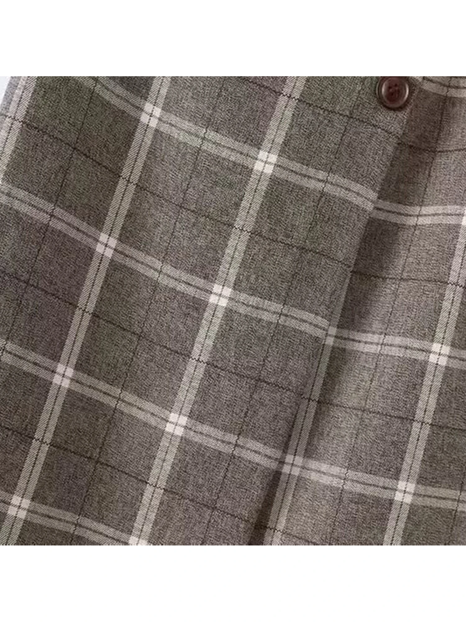 Women's Grey A-line Plaid Skirt Vintage Long Skirt Harajuku Korean Style Y2k Mid-length Skirts 2000s Clothes Spring Summer 2026