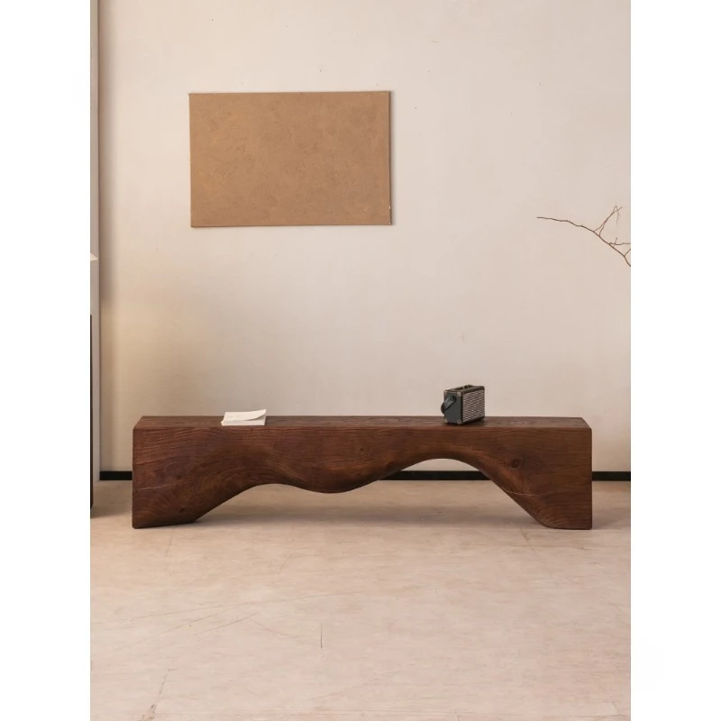 Solid wood bench medieval wabi-sabi wind, display props bench shoe changing stool