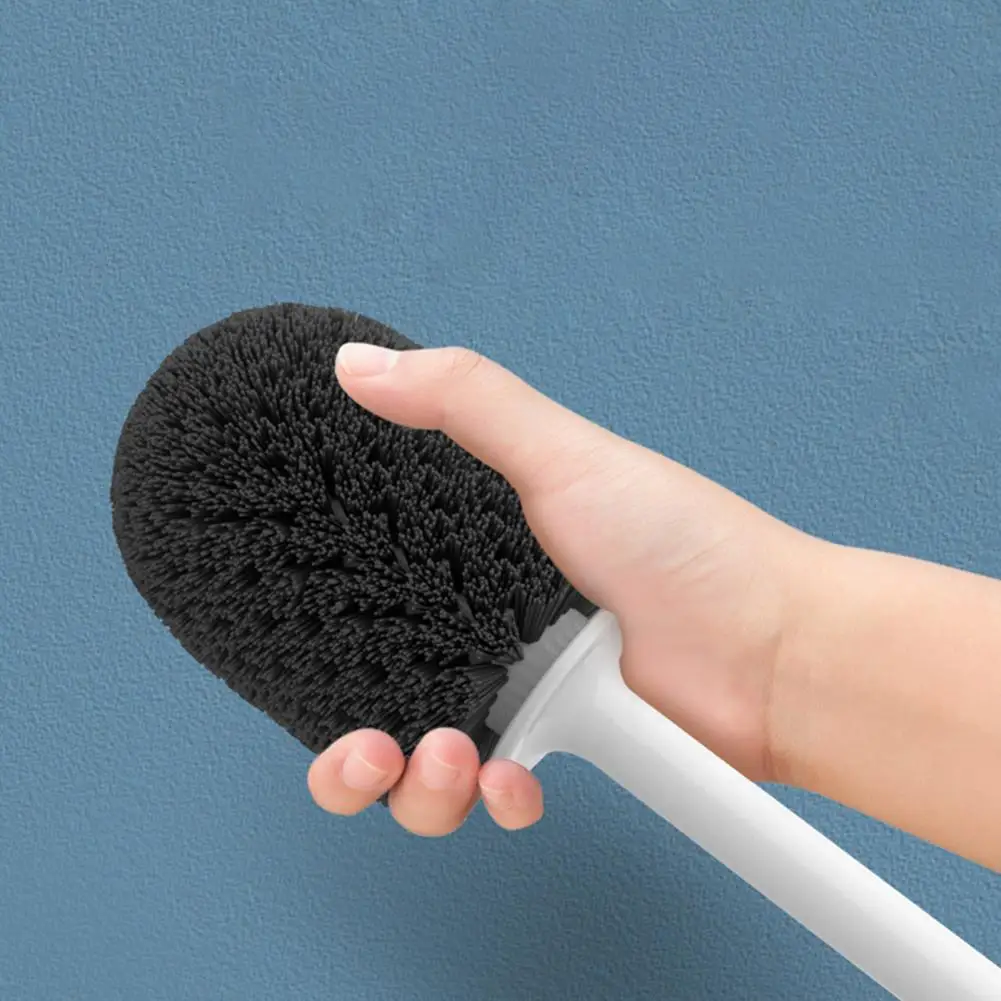 Toilet Brush Clean Toilet Brush Toilet Brush with Extended Anti-slip Handle Hanging Hole Silicone Bathroom Cleaner Set with Soft