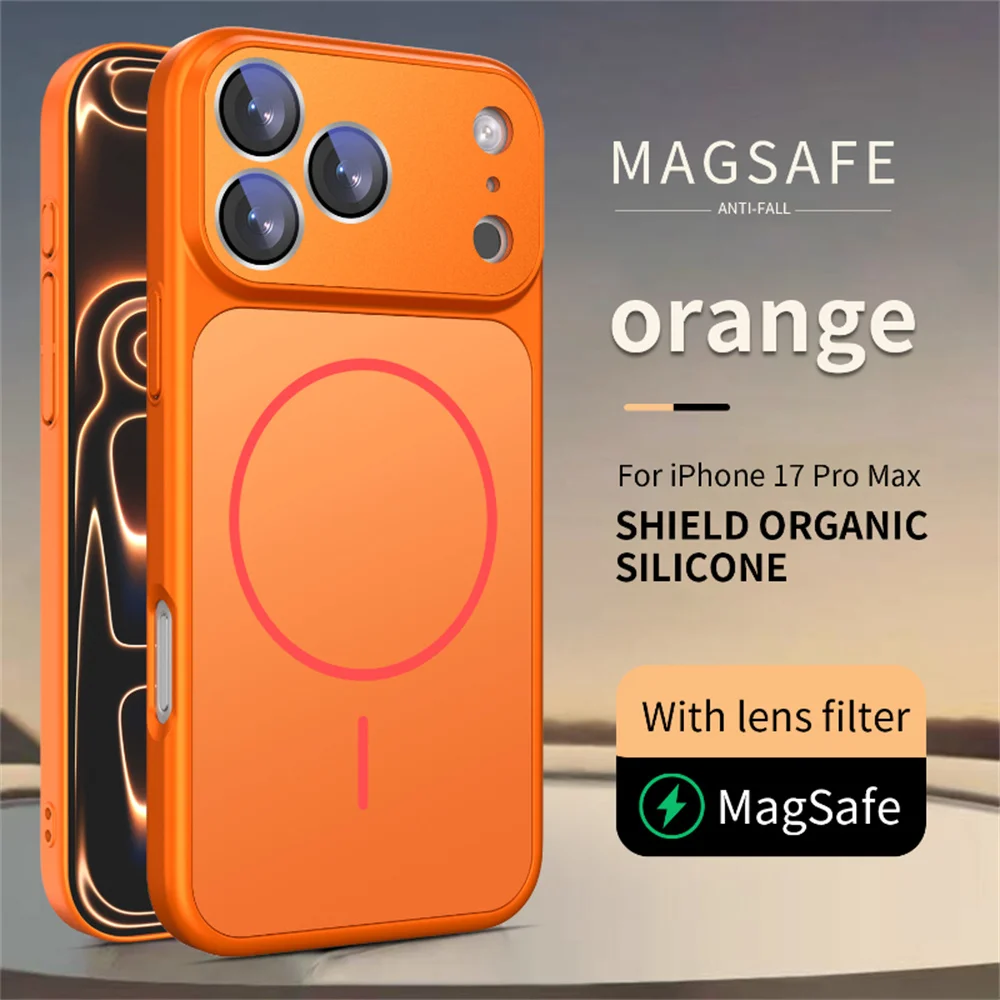 

Luxury for Magsafe Magnetic Stand Shockproof Phone Case for iPhone 17 Pro Max Air 16 Pro 15 14 13 Liquid Silicone Protect Cover
