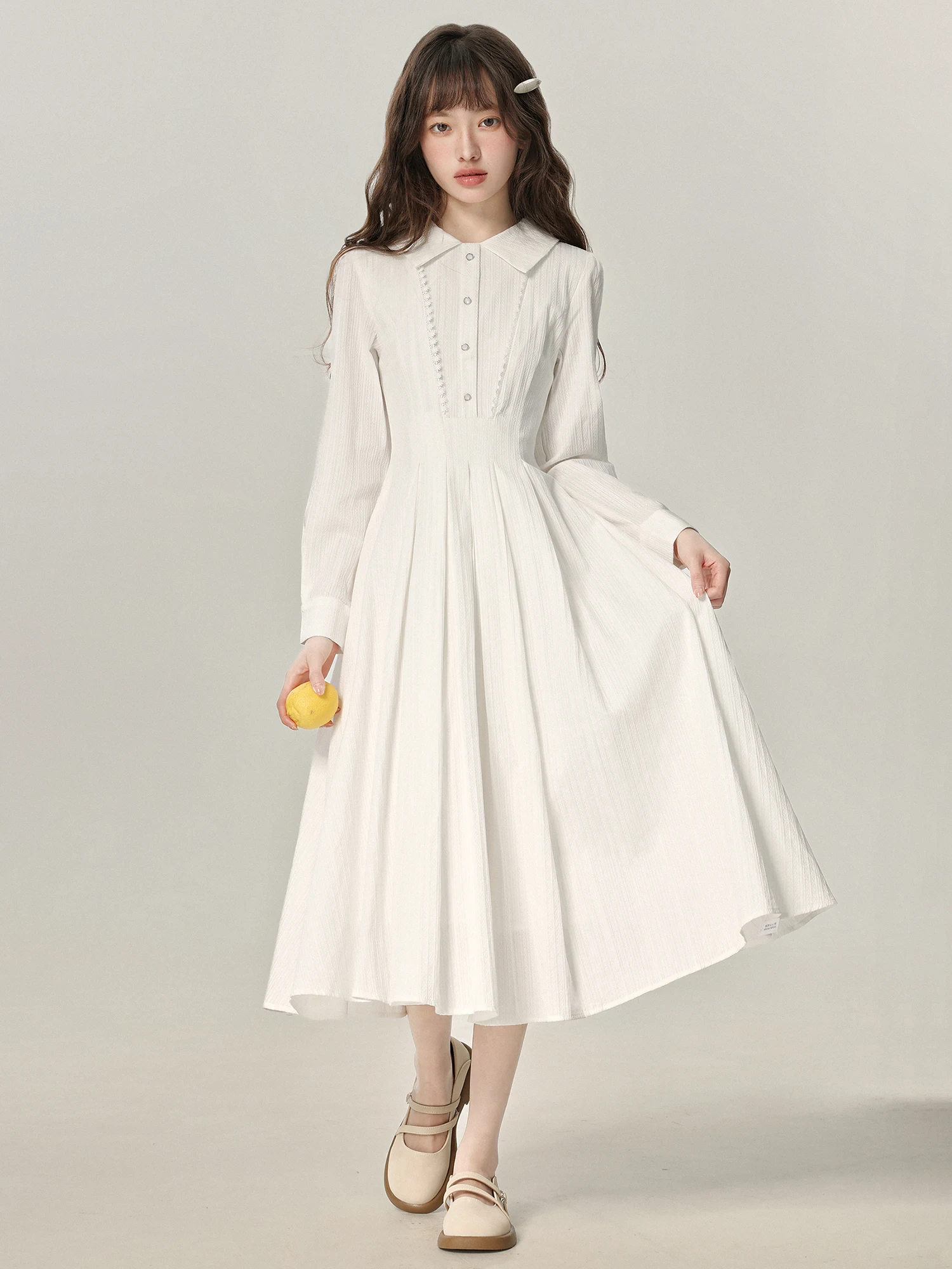 

Мягкая белая женская юбка А-силуэта с высокой талией для весеннего сезона, с длинными рукавами, на молнии, облегающая, в стиле Soft Windy Dr