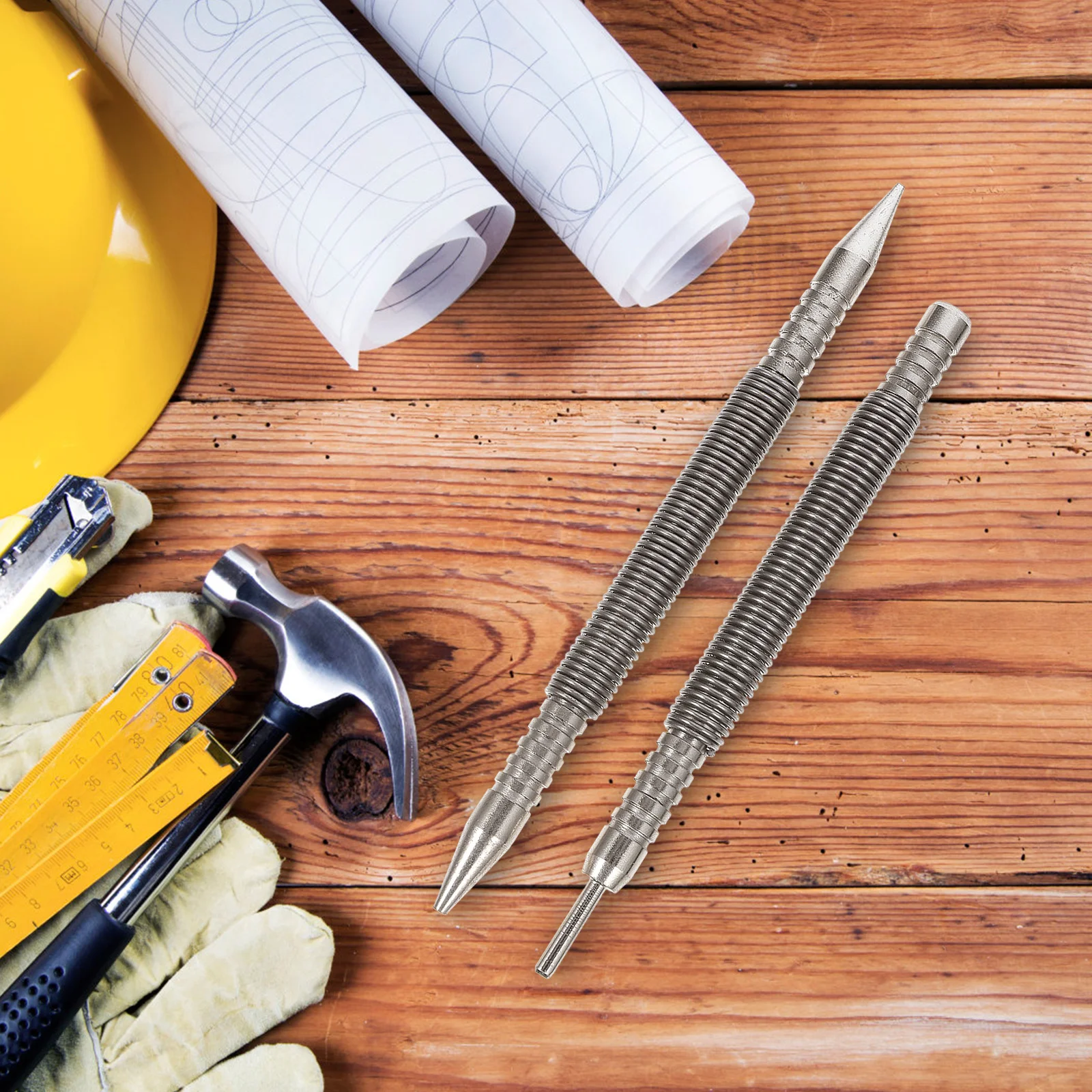 

2Pcs Spring Nail Set Carbon Steel Spring Loaded Nail Punch Tool for Wood Metal Glass Repair Tight Spaces Center Punch