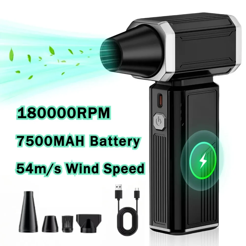 180000RPM Strong Winds 54m/s Violent Fan Brushless Turbo Jet Fan 7500MAH Powerful Air Blower Vacuum Dust Cleaner Type-C Charging