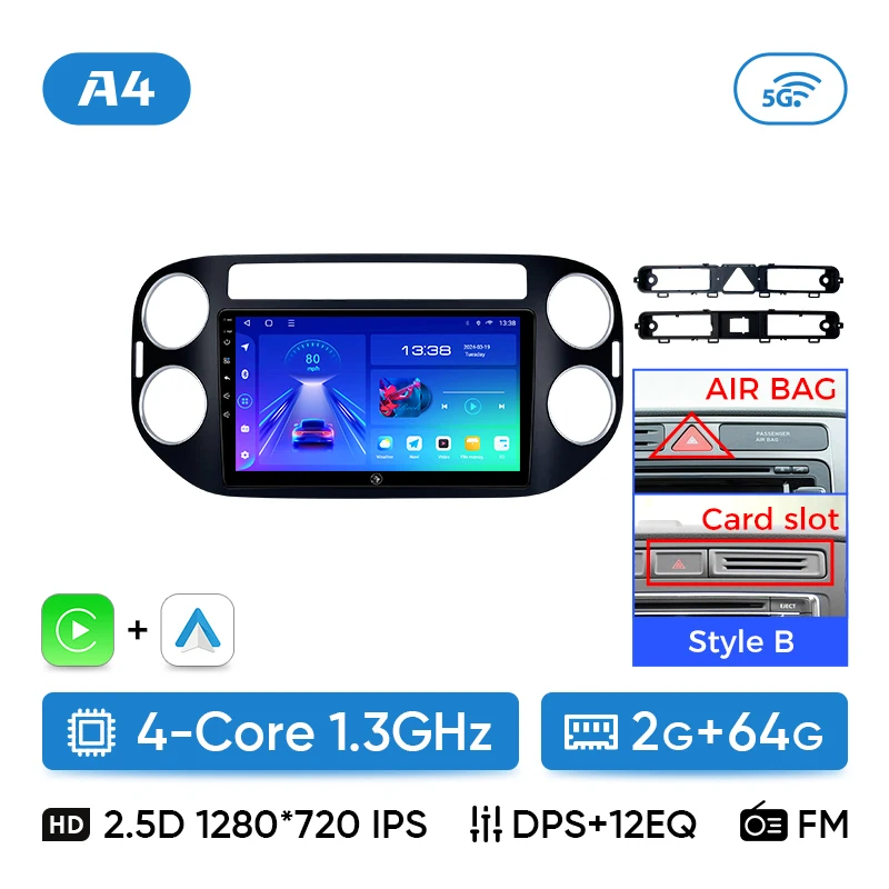 Ainavi autoradio voor Volkswagen VW Tiguan 2006 2010 2016 Golf Plus draadloze Carplay Android Auto autoradio multimediaspeler