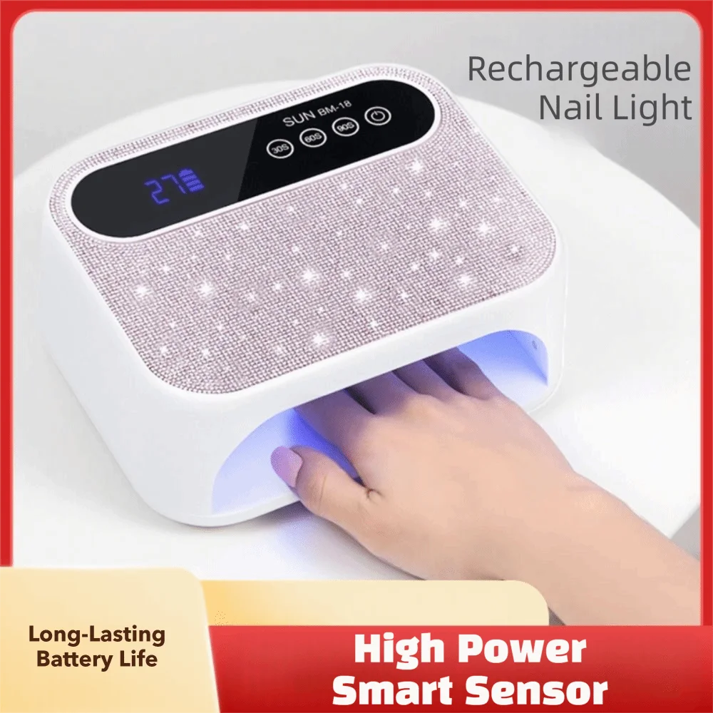 

Portable Cordless UV Nail Lamp 42 LEDS Rechargeable UV LED Nail Light 30/60/90s Timer 168W Power UV Light Nail Art Dryer