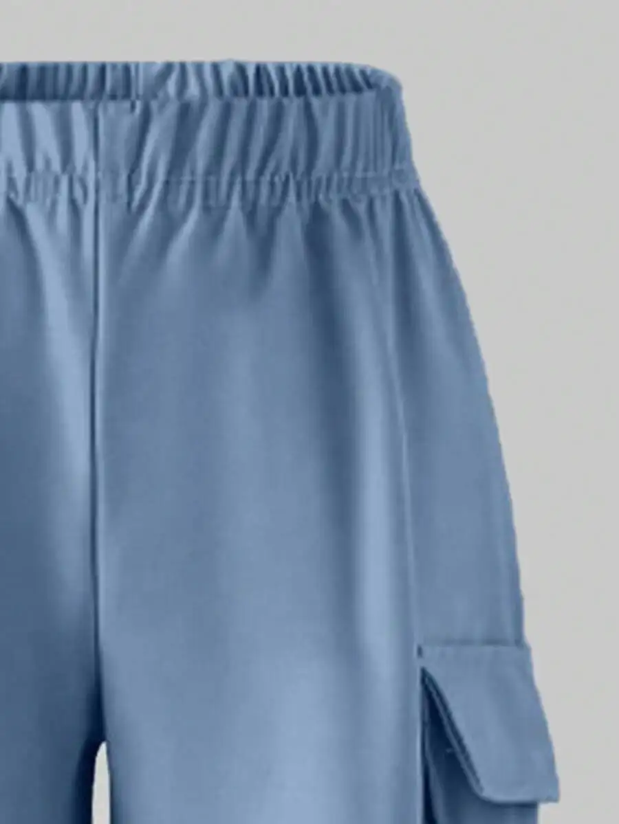 

Casual Cargo Pants Set With Elastic Waist And Pocket