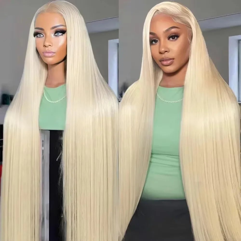 Peruca de Cabelo Humano Liso Colorido 613 Loiro 13x4 13x6 HD Transparente com Renda Frontal Completa para Mulheres 40 46 Polegadas