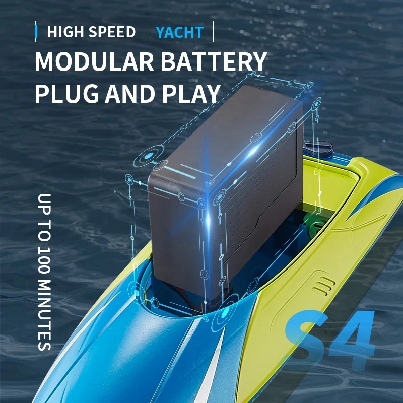 2.4G RC Boat S4 15km/h Dual Motor Waterproof High-speed Boat Summer Outdoore Water Remote Control Ship Toys Gift for Boys Girls