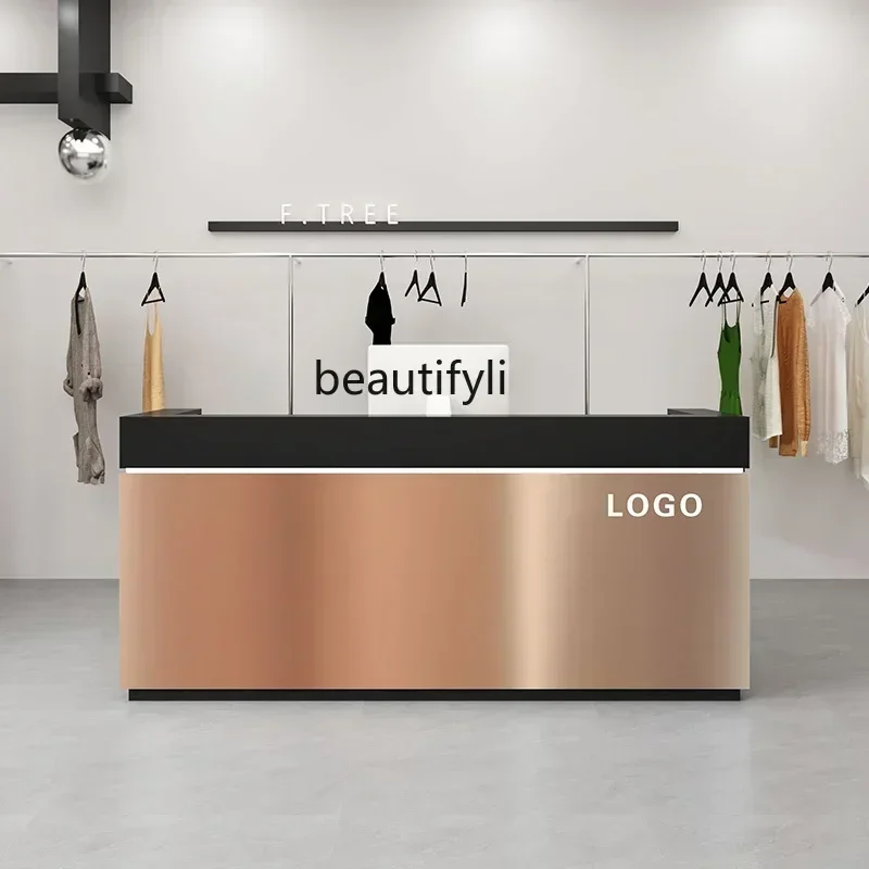 54Simple stainless steel checkout page Clothing store Small bar shop Beauty salon Reception desk Barber shop Front desk