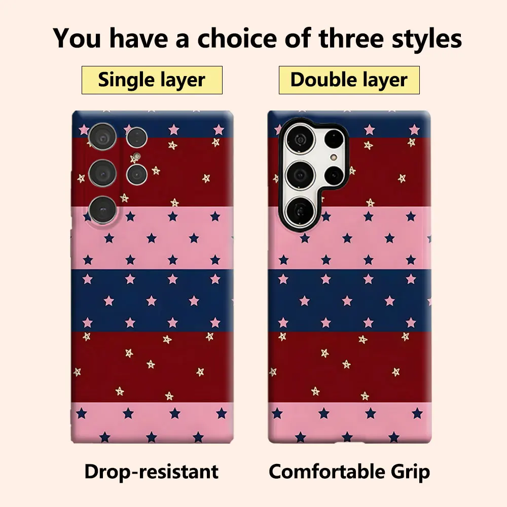 Color Star Stripe Luxury Fashion Full Lens Protective Case for Samsung Galaxy S26 S25 S24 A56 A36 Plus Ultra