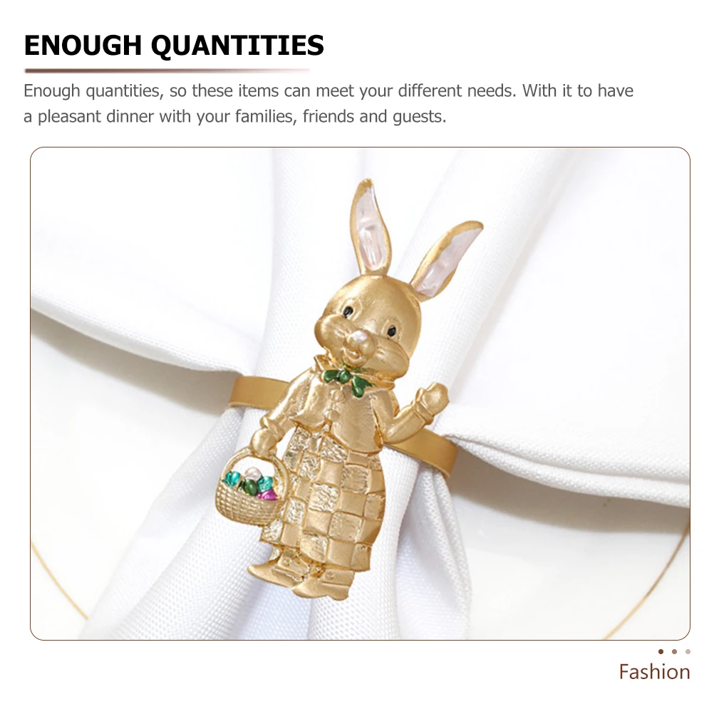 

6pcs Rabbit Shape Napkin Rings Hotel Serviette Buckles Alloy Party Easter Spring Wedding Tablecloth