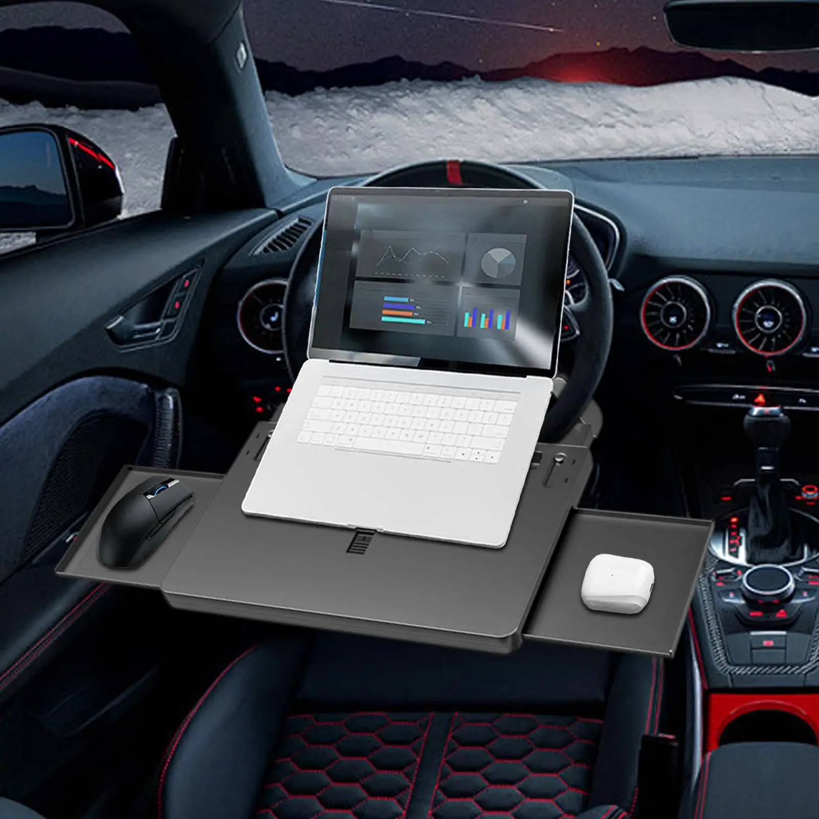 Steering Wheel Tray Table Non-Slip Extendable Laptop Holder Car Desk Steering Wheel Table Tray For Truck SUV RV Sedan Vehicle