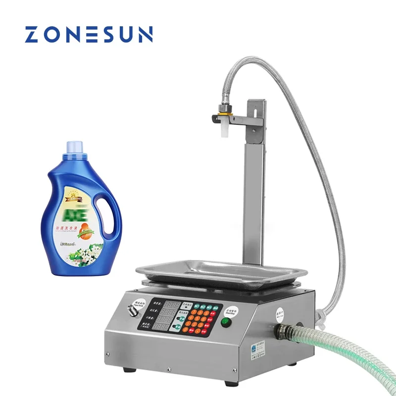 ZONESUN 17L/min Large Flow Rate Weighing Filling Machine Viscous Fluid Packaging Equipment for Edible Oil Sanitizer Sauce ZS-L17