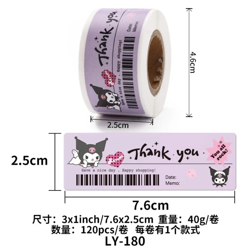 120pcs Kuromi Hello Kitty Cartoon Sticker Cinnamoroll Pochacco Girl Kawaii Gift Shopping Bag Dessert Packaging Sealing Stickers