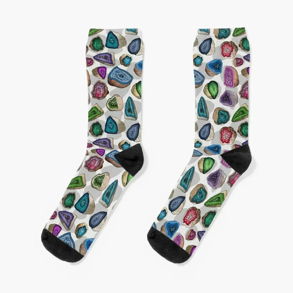 

Geodes in Jewel Tones Socks hiking Running cotton Children's Socks Woman Men's