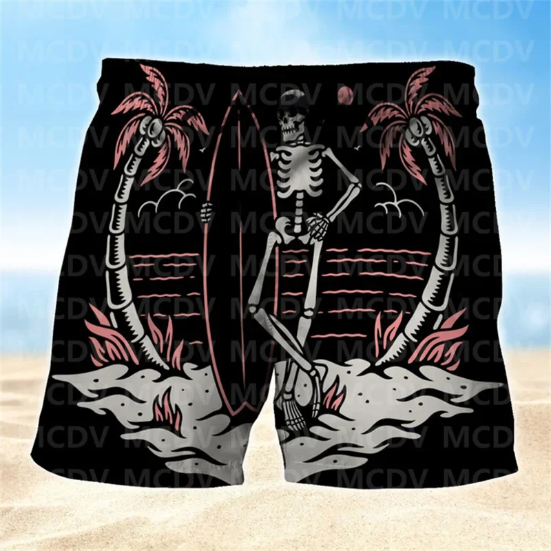 Tattoo Skull Art Mens Boardshorts, Skull Lover Men\'s Swim Trunks, Skull Lover Hawaiian Shorts for Men