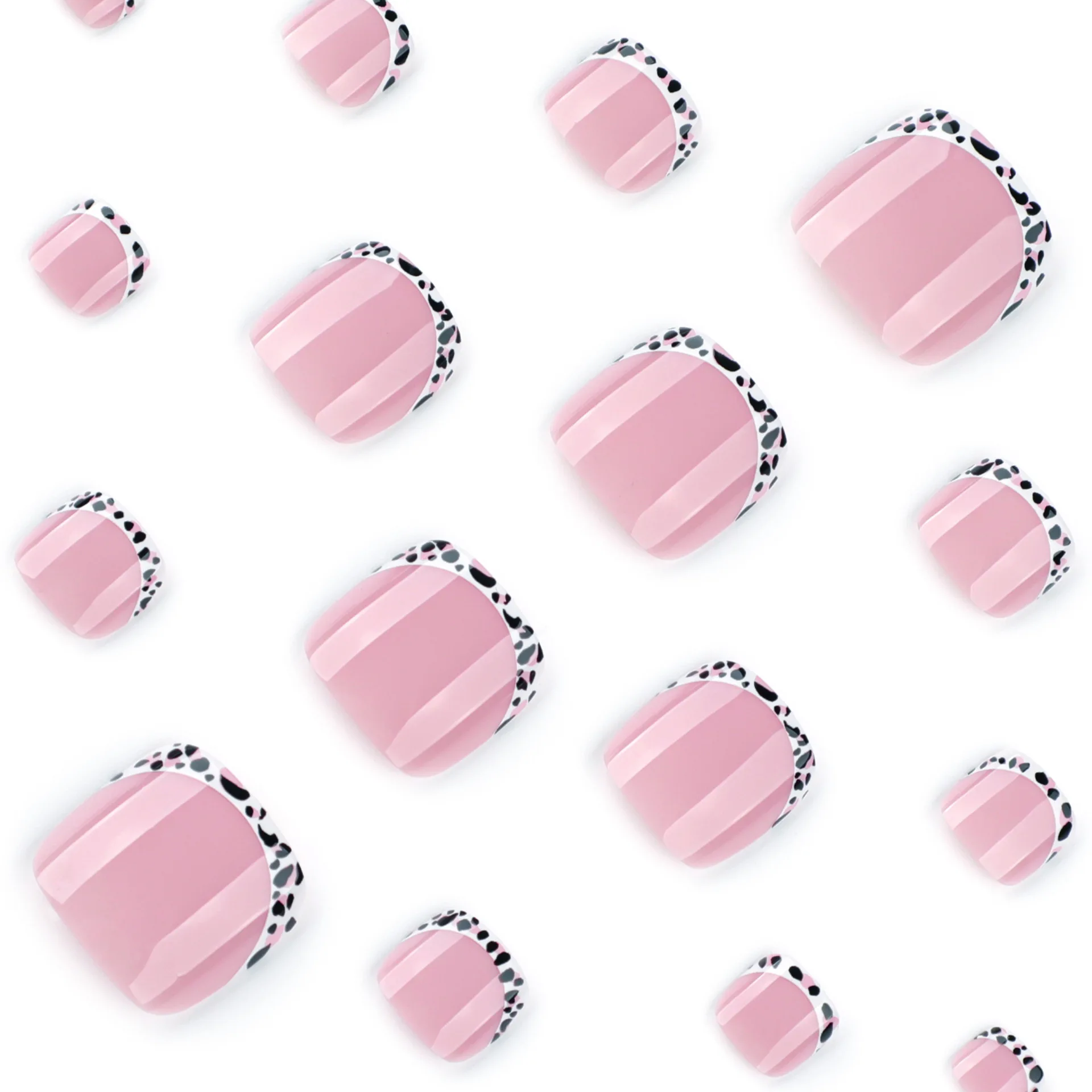 24 pezzi French False Toe Nail Press on Toe Nail Stampe leopardate europee Unghie finte Acrilico Riutilizzabile Toe Nail Decorate