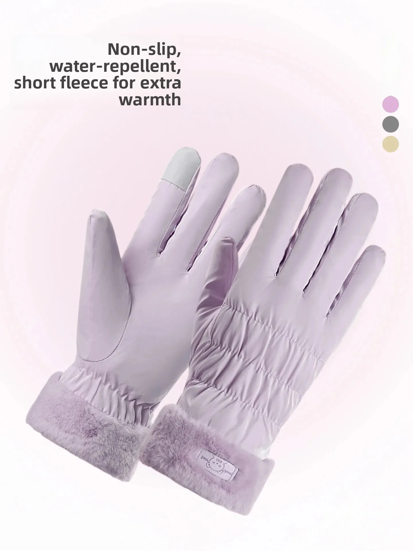 Thickened Fleece Winter Gloves for Women Outdoor Cycling  Vehicle Waterproof Touchscreen Compatible Cartoon Handwarmer