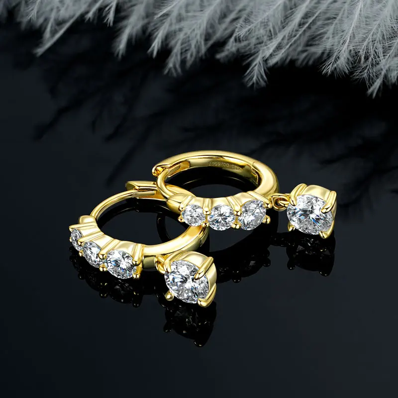 

Серьги-кольца IOGOU 2026 New с муассанитами D-цвета 5 мм, 3,5 мм, 3 мм и 2,5 мм для женщин, серебро 925 пробы, роскошные свадебные украшения, сертификат GRA