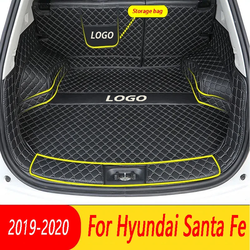 

Leather Car Trunk Mat For Hyundai Santa Fe 2019-2020 Cargo Liner Trunk Floor Pad Carpet Car Accessories