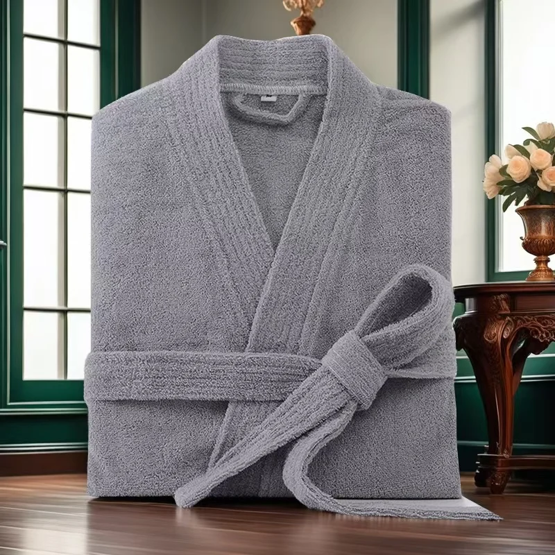 Cotton Kimono Robe Men 100% Towel Fleece Bathrobe Bath Robe Mens Robes Hotel Sleepwear for Women Dressing Gown Autumn Winter