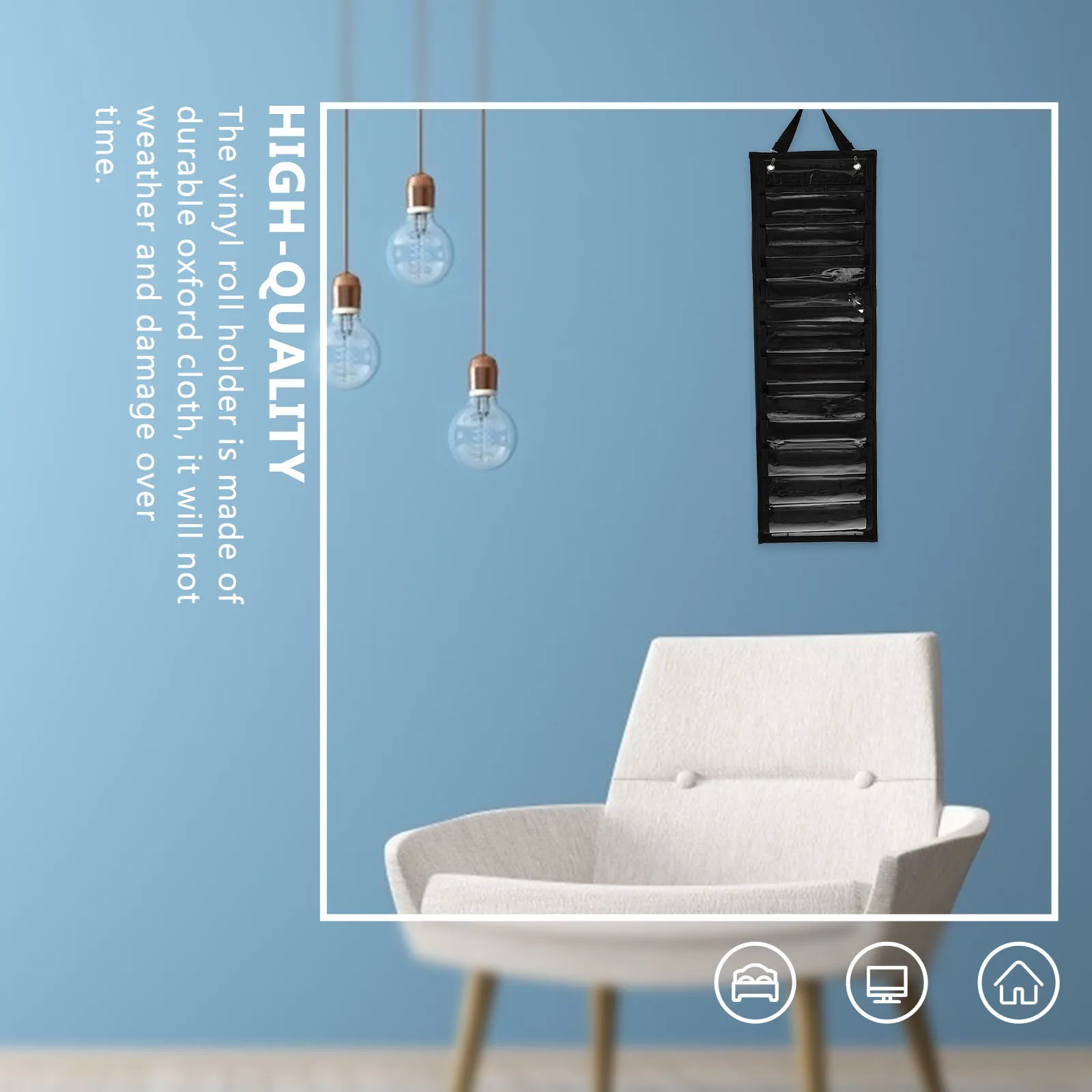 

Roller Door Hanging Bag Vinyl Organizer Storage Craft Rack Small Webbing Hook Holder