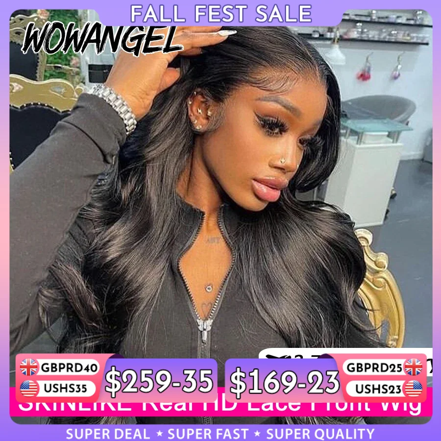Wow Angel 250% densità 13x6 HD Parrucche Anteriori Del Merletto Onda Del Corpo Pelli di Fusione 13x4 HD Parrucca Frontale Completa Del Merletto Parrucche Dei Capelli Umani Pre Pizzicate