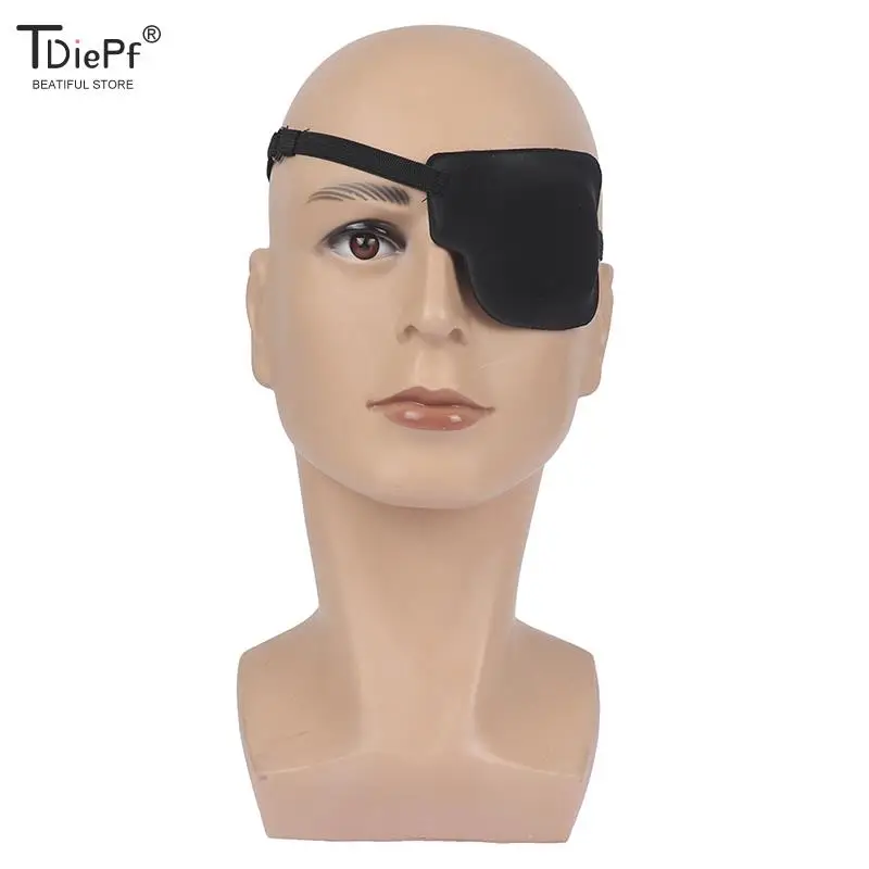 Pirate Eye Patch Unisex Black Single Eye Patch Eyepatch One Eye Washable Adjustable Concave Eye Patch Kid Pirate Cosplay Costume