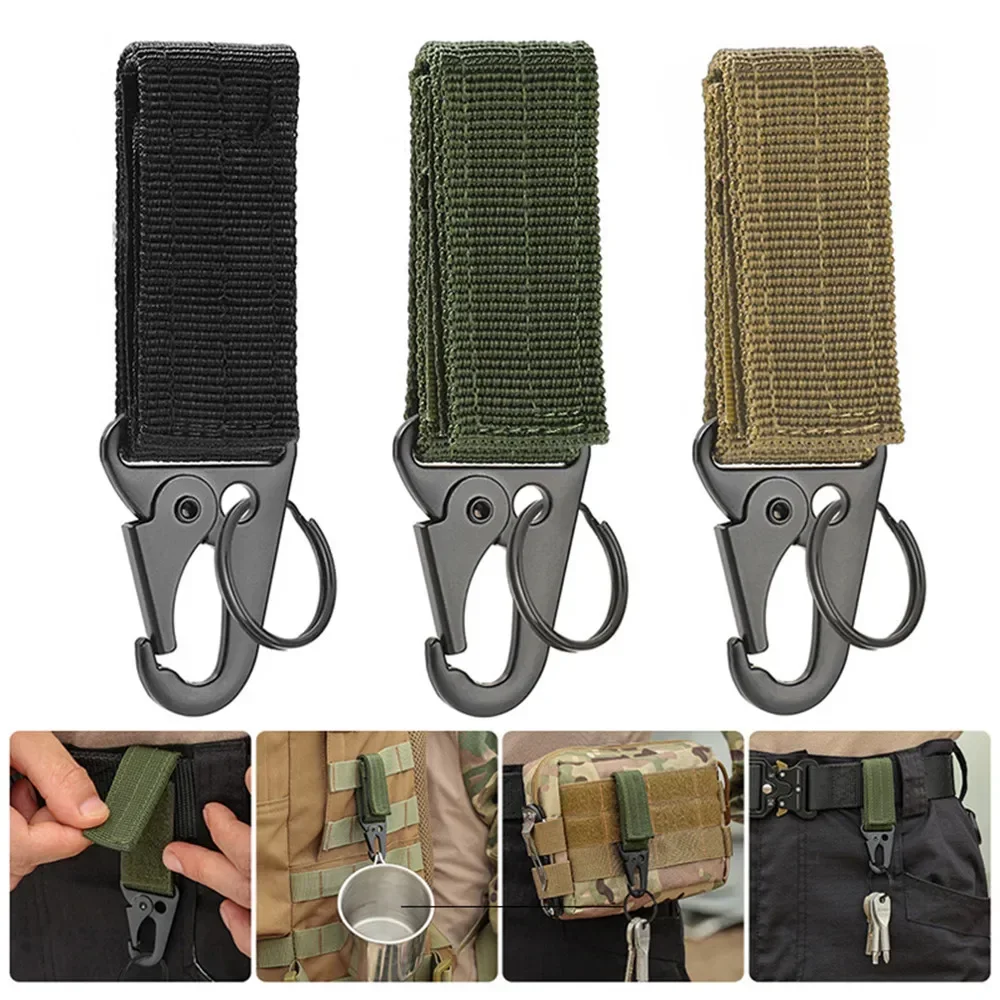 1PCS Tactical Carabiner Outdoor EDC Keychain Keys Holder Camping Backpack Belt Hook Hanging Buckle Nylon Webbing Clips Accessori