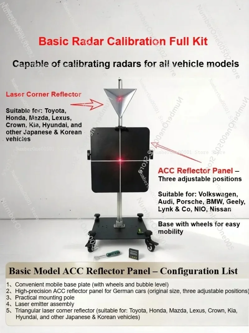 Automotive ACC Calibration Level with MmWave Radar Calibrator, Laser Corner Reflector  ACC Target for BMW Toyota VW