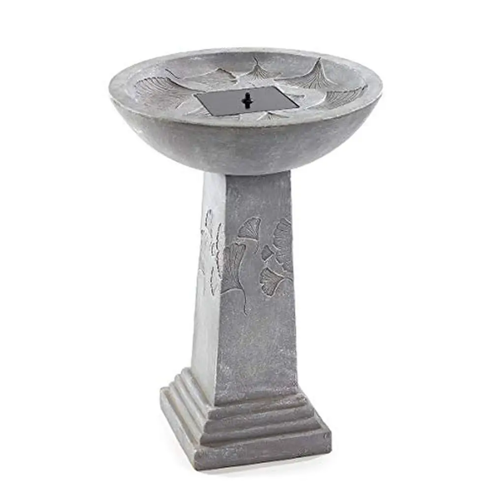 IntelliSOLAR Birdbath Remote Weathered Stone Garden Patio Balcony Relaxing Atmosphere Glass Fiber Solar Panel Pump System